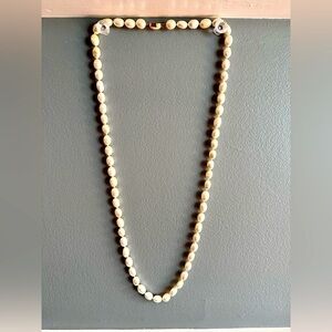 VTG Glass Pearl Necklace And Knotted Cream Color Estate Jewelry Statement 5382 B